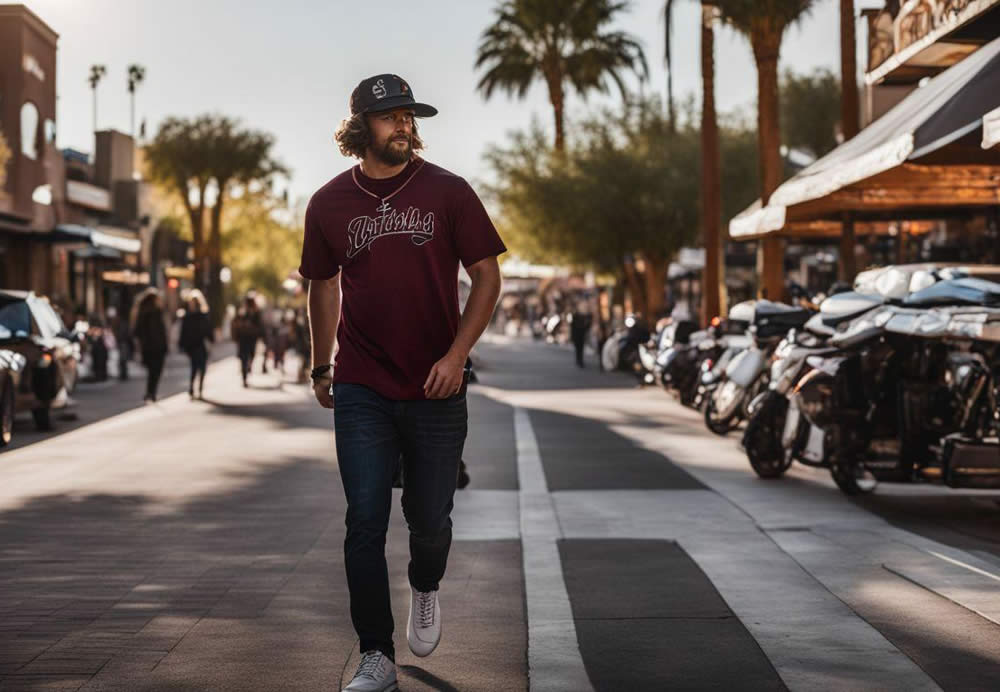 A person walking on a sidewalk