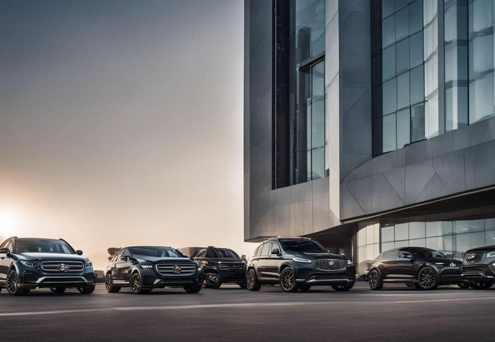 A group of cars parked in front of a building