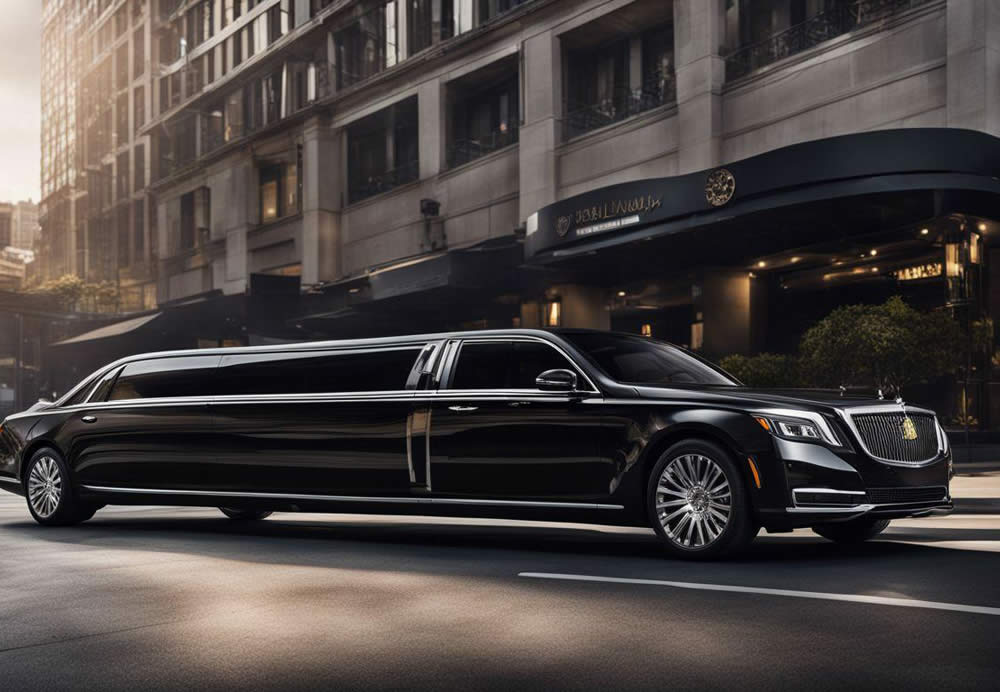 A black limousine on the street